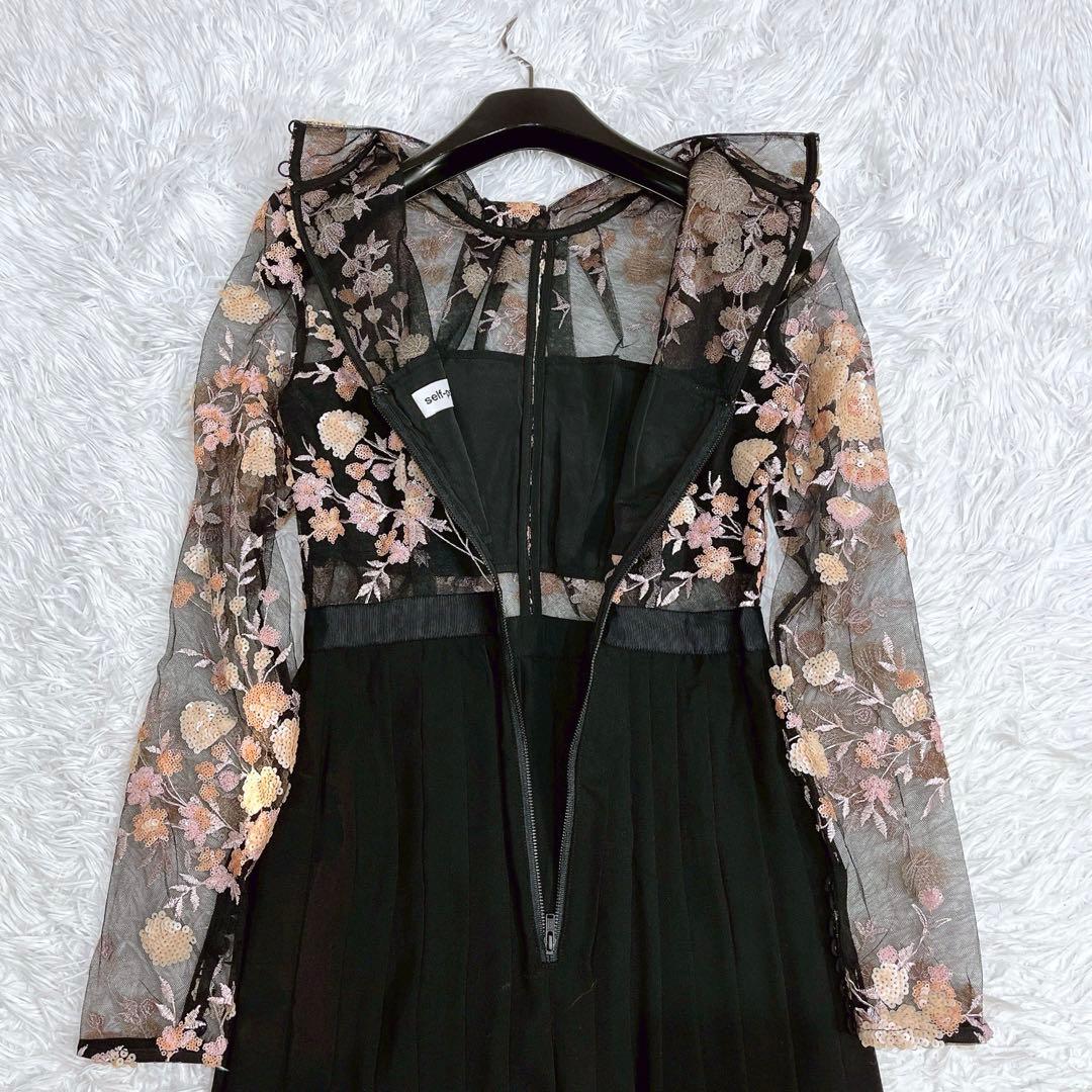 美品★self-portrait★ミッドナイトフローラルメッシュワンピースM相当