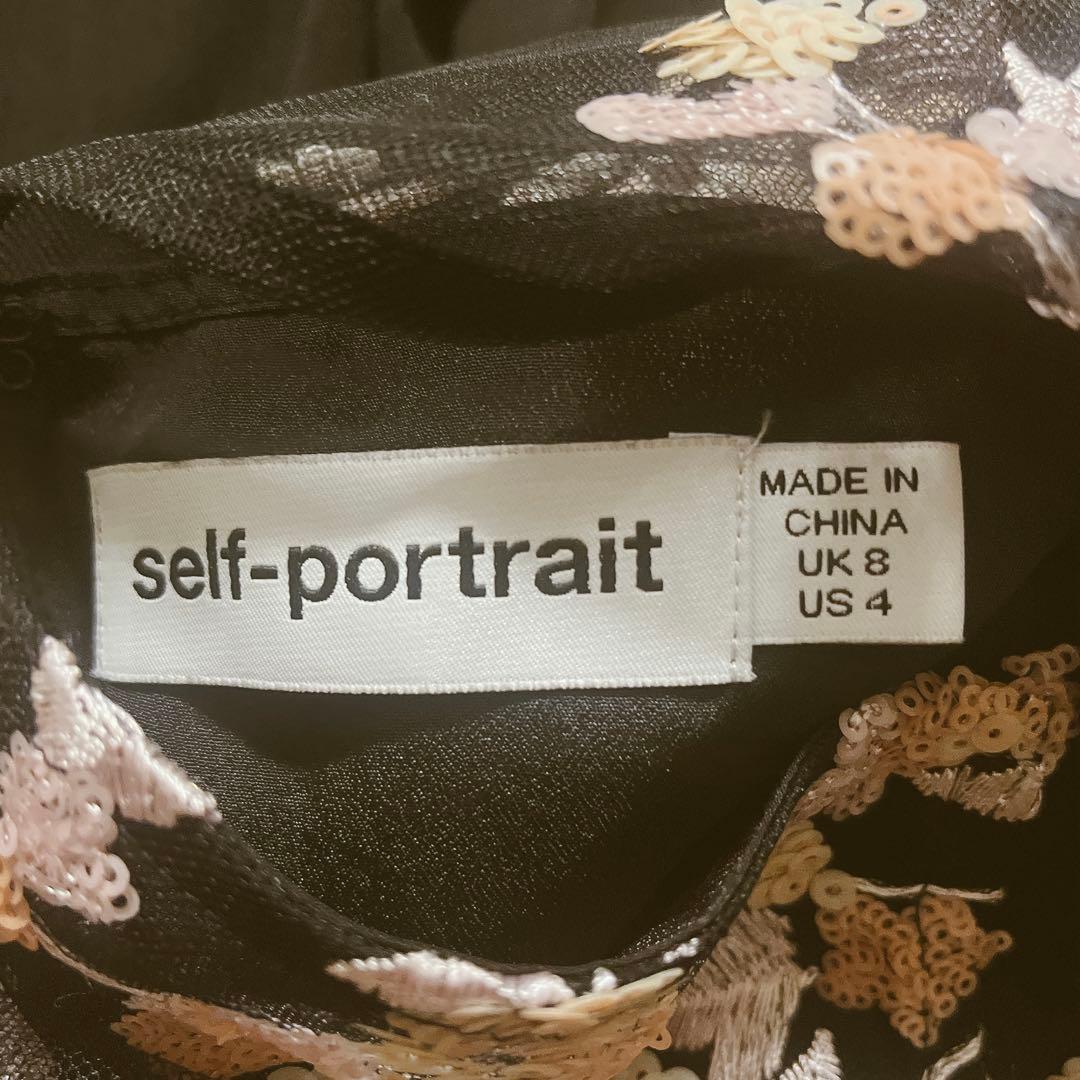 美品★self-portrait★ミッドナイトフローラルメッシュワンピースM相当