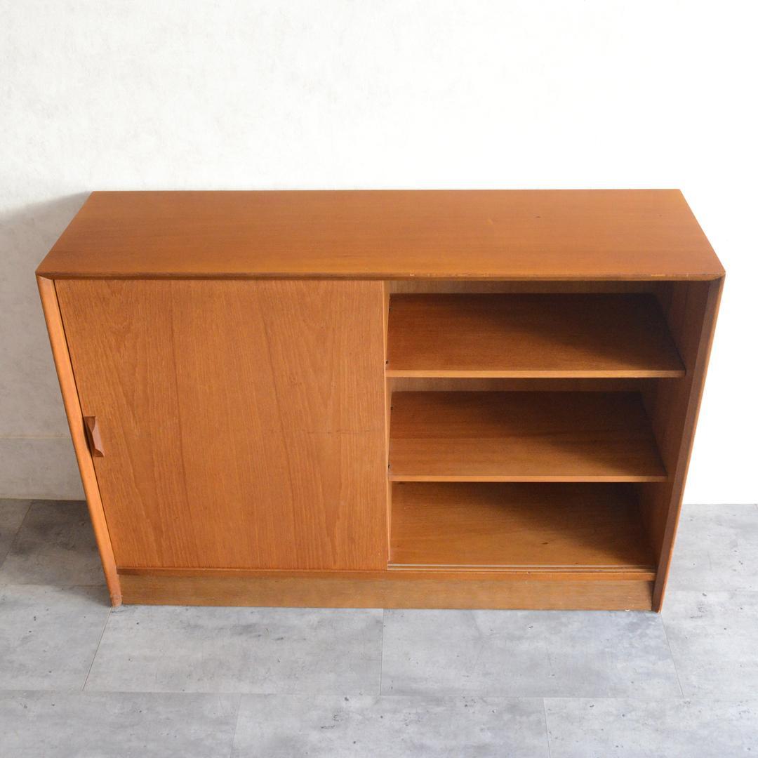 ヴィンテージ チーク ガラスキャビネット カップボード ディスプレイキャビネット