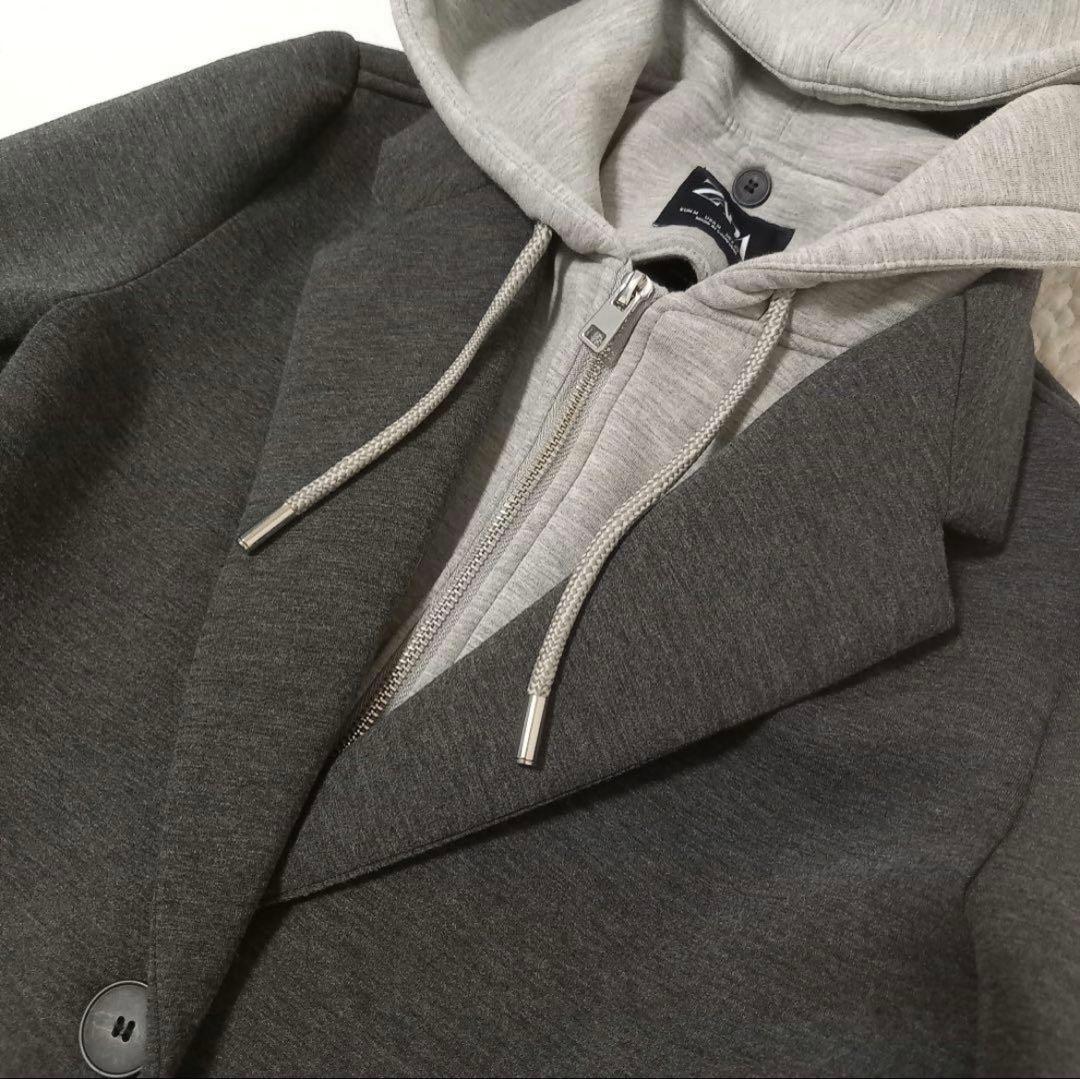 美品⭐︎ZARA デタッチャブルフードコート ロング チェスター コントラストXL