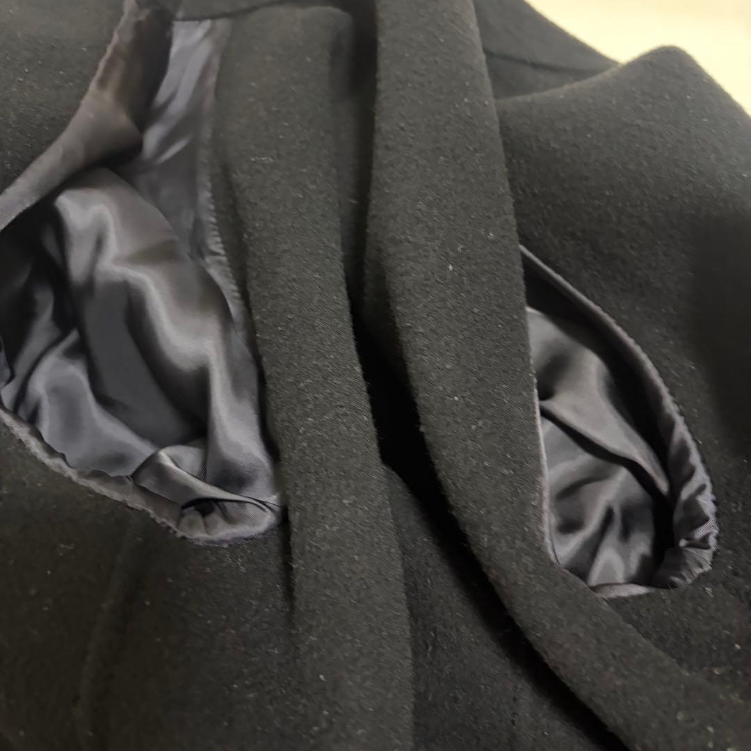 美品　バーバリーズ　シャドーチェック　カシミヤ ウールロングコート ブラック 黒