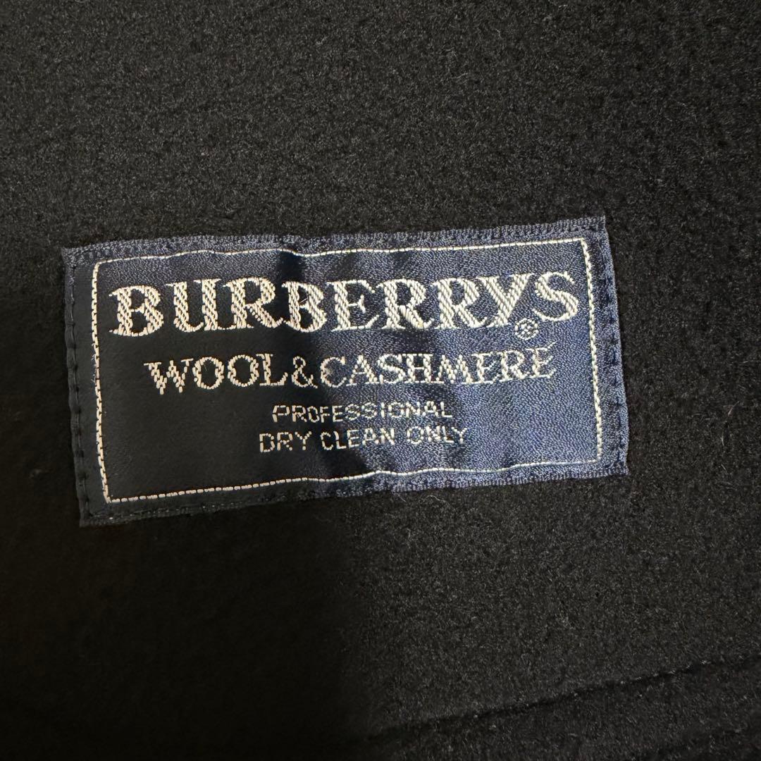 美品　バーバリーズ　シャドーチェック　カシミヤ ウールロングコート ブラック 黒