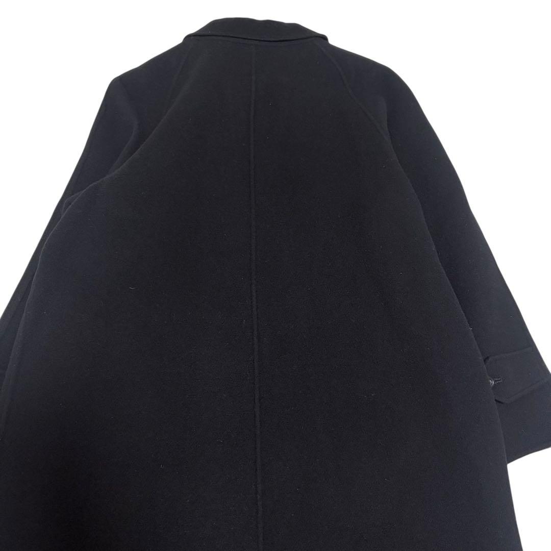 美品　バーバリーズ　シャドーチェック　カシミヤ ウールロングコート ブラック 黒