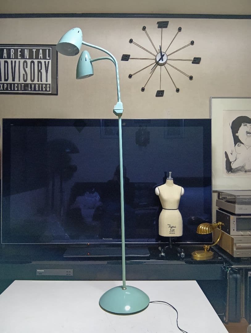 1980's　インダストリアル　ミッドセンチュリーモダン　ツイン　フロアランプ