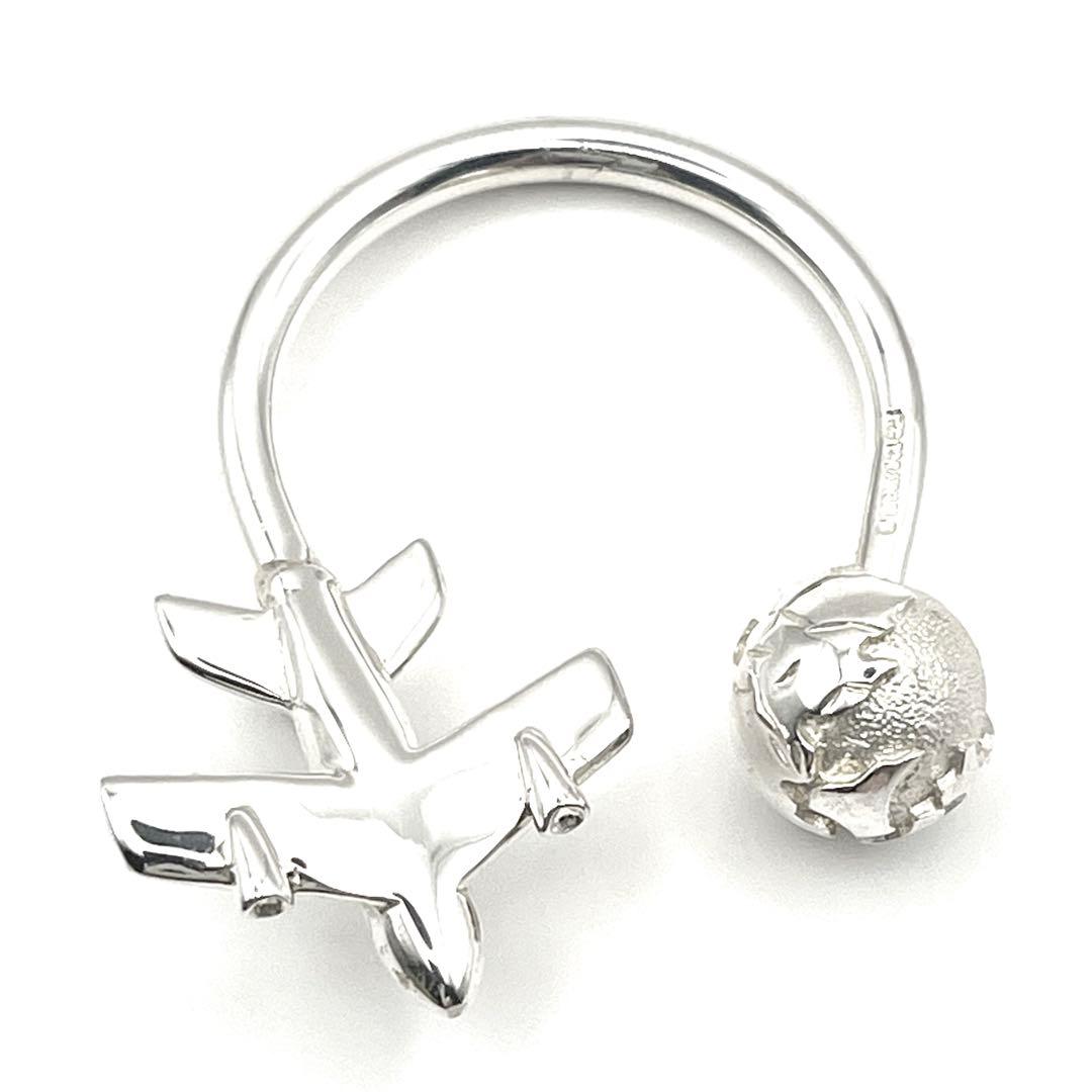 【美品】ティファニー 飛行機 地球儀モチーフ キーリング