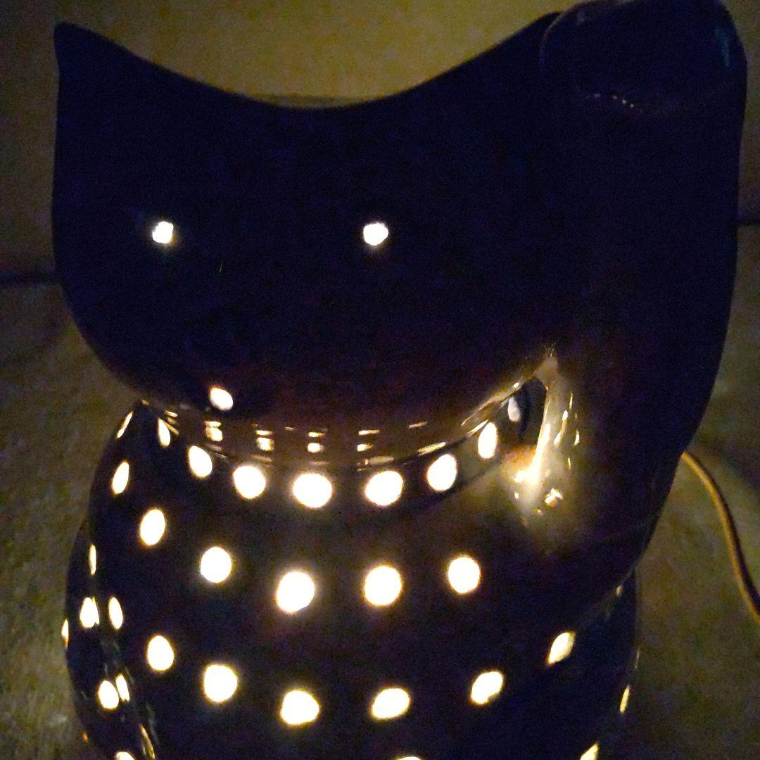 昭和レトロ　陶器の猫のランプ 　猫の照明
