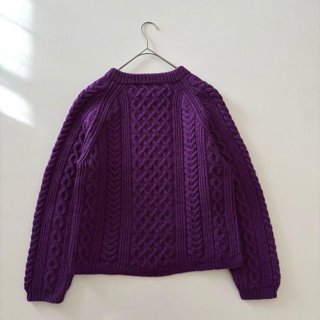 ■美品【茶タグ】INVERALLANケーブルニットセーターパープルレディースM