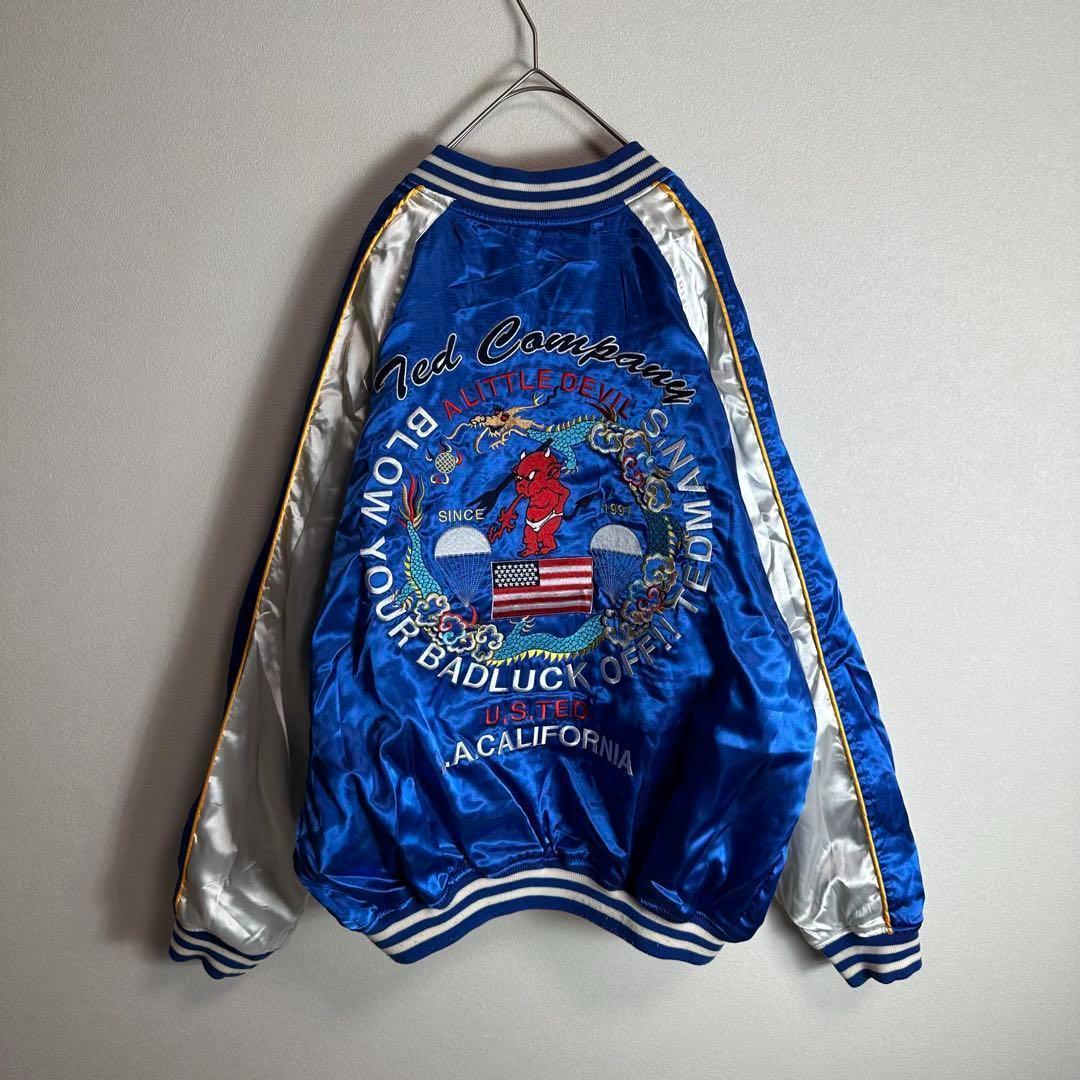 【超激レア】TEDMANスカジャン　別珍　リバーシブル　ベロア　袖刺繍希少2XL