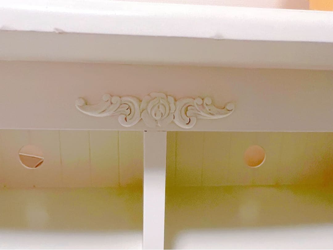 かわいいテレビ台♡収納♡バスケット付♡ガーリー♡北欧♡白♡ホワイト♡リボン♡花♡