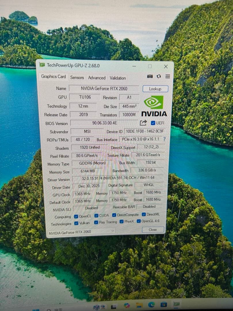 MSI AERO RTX 2060 6GB グラフィックボード　動作確認済み