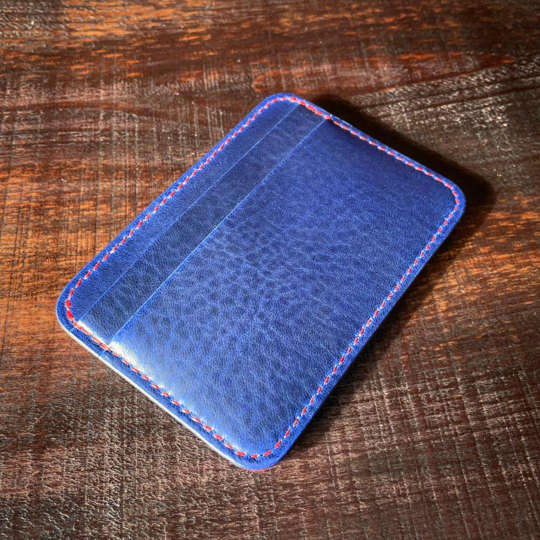 【キッキ】5ポケットカードホルダー（ブルー&レッド）メガネケース（ブルー）