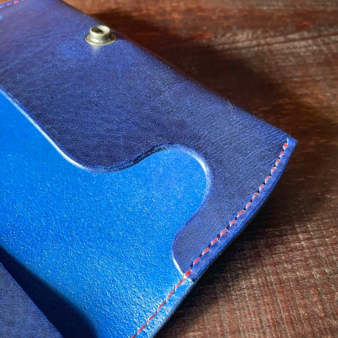 【キッキ】5ポケットカードホルダー（ブルー&レッド）メガネケース（ブルー）