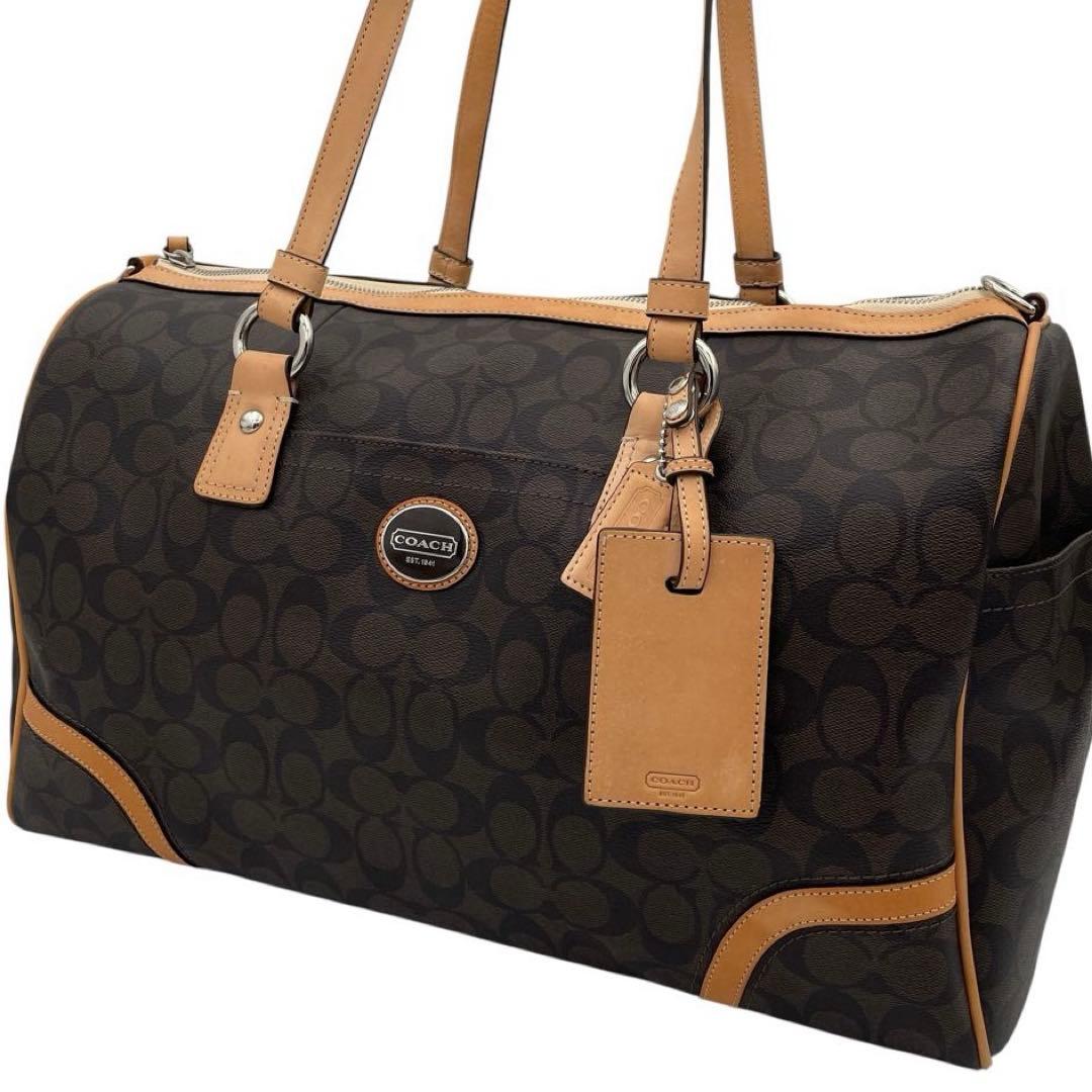美品✨COACH ボストンバッグ シグネスチャー PVC ブラウン 2way