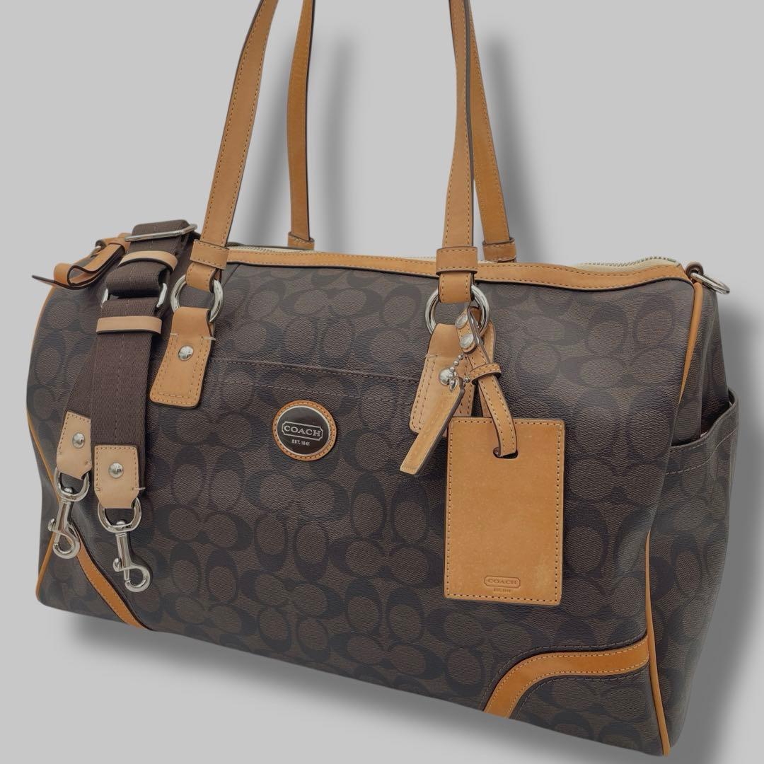 美品✨COACH ボストンバッグ シグネスチャー PVC ブラウン 2way