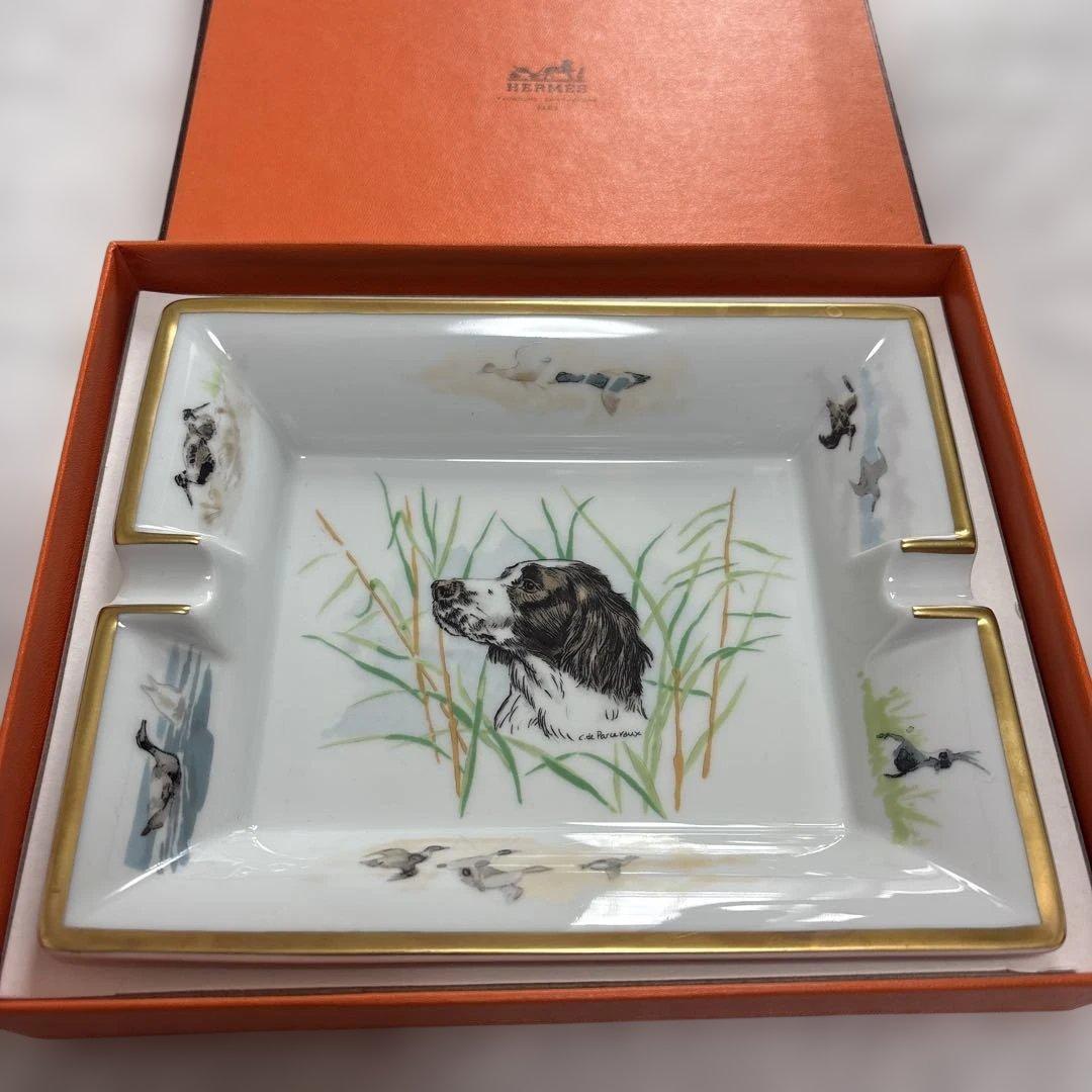 HERMES エルメス アッシュトレイ 灰皿 スクエア トレイ 角皿 犬