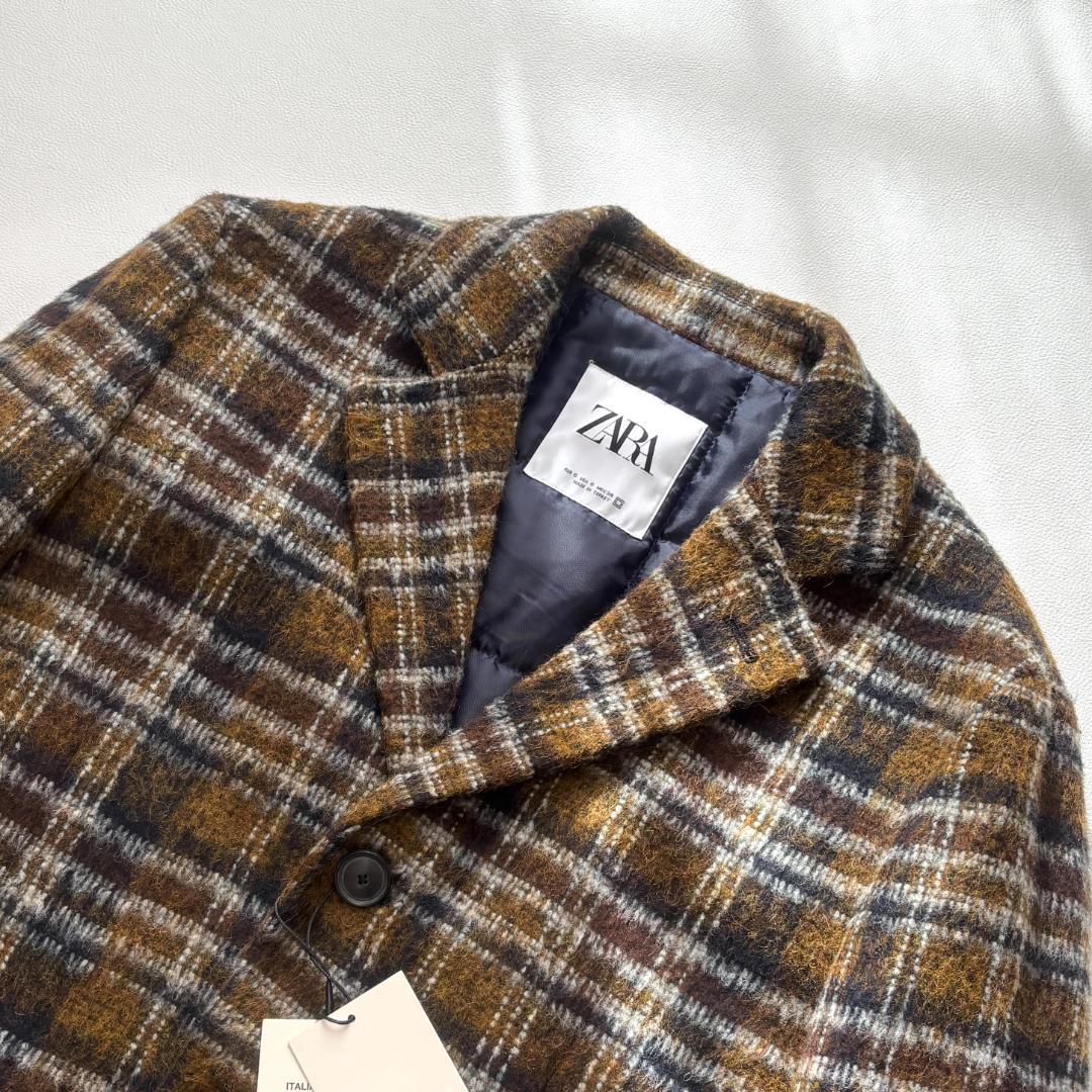 【新品】 ZARA チェスターコート キルティング アルパカ L相当 チェック柄