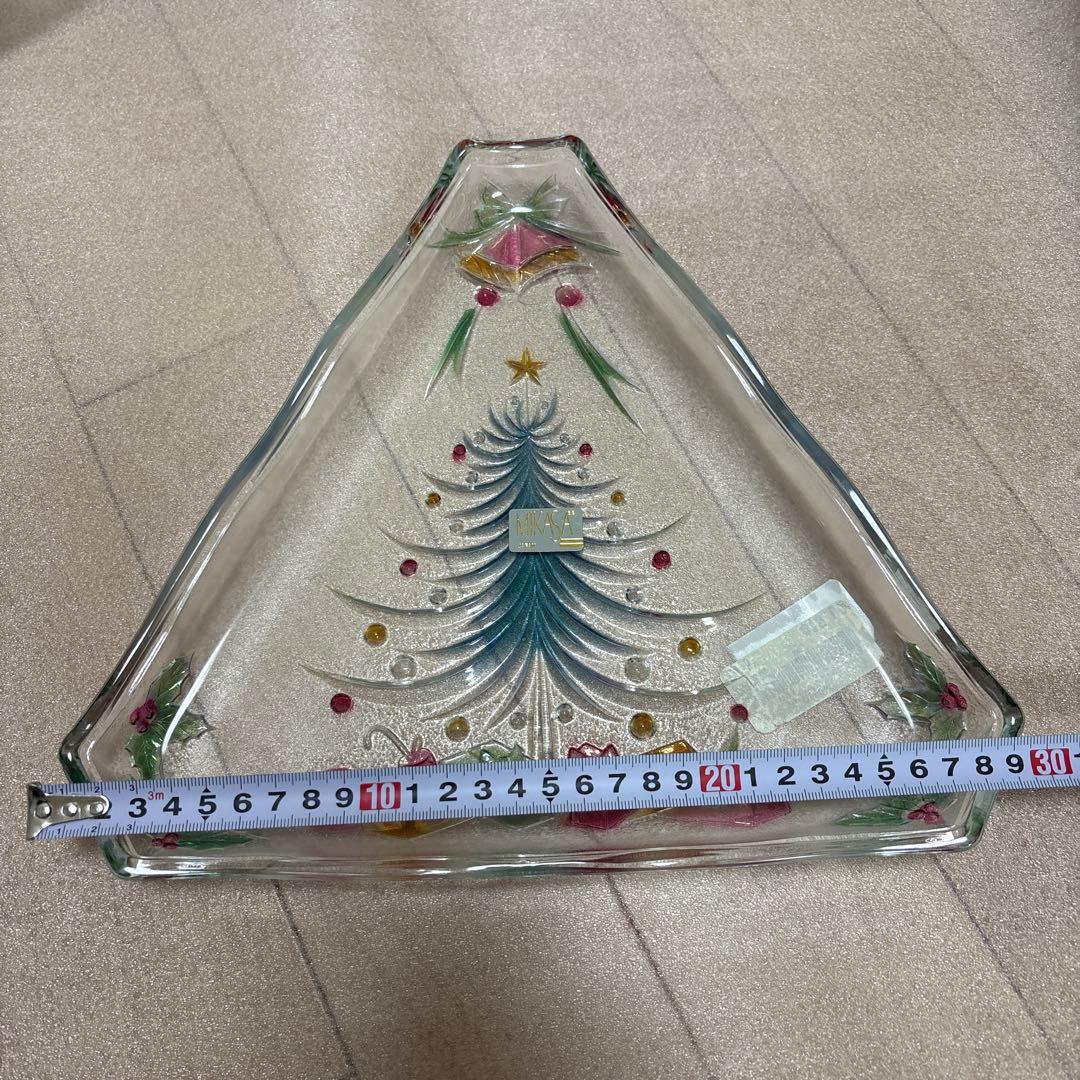 クリスマス プレート皿クリスマスツリーUSAで購入 飾りMIKASAガラス置き物