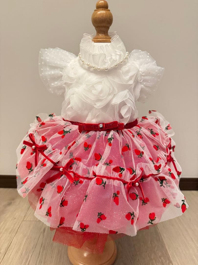 リュクスバーディLuxe birdieルージュワンピースバレッタセット犬服レッド