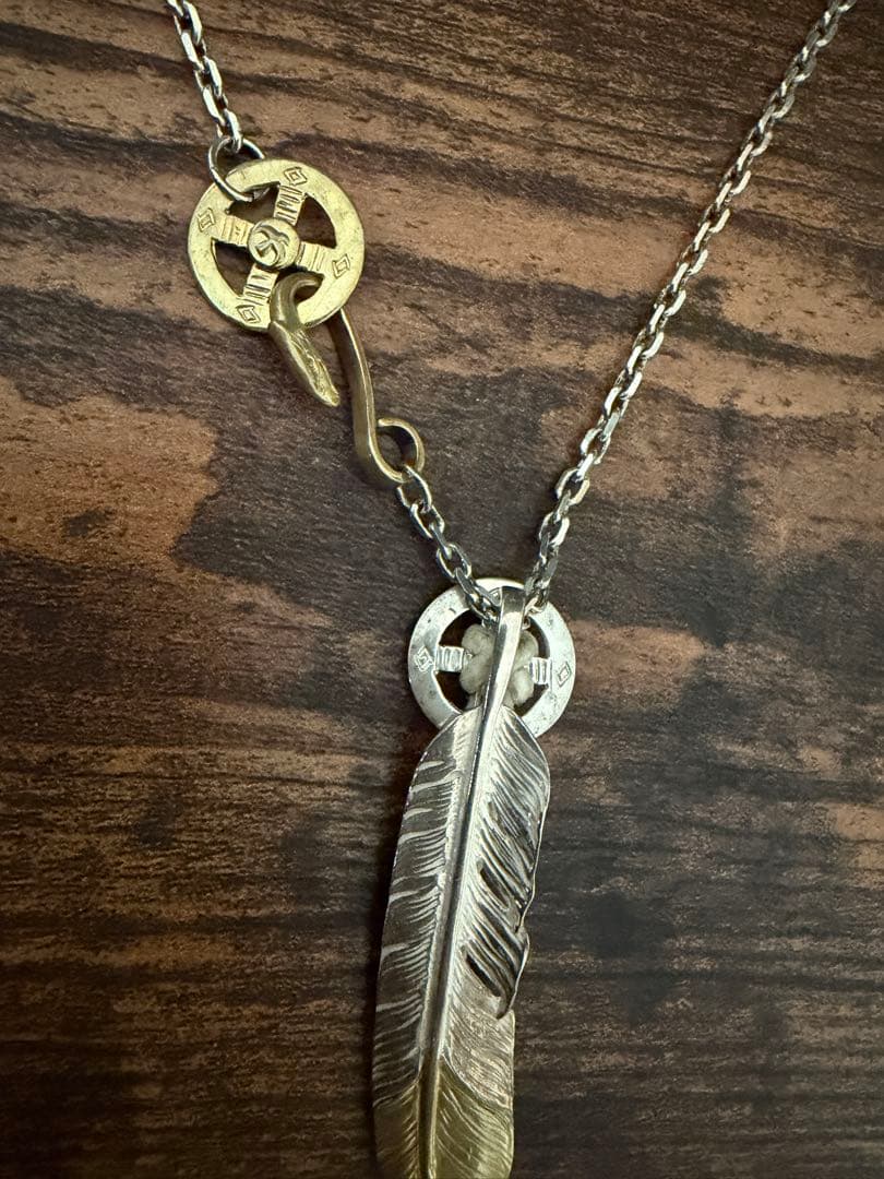 ★美品★先金フェザー 細角SET　金ホイールフック・ゴローズ革紐