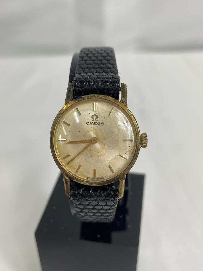 ◆OMEGA ゴ－ルド文字盤 ラウンド 2針 手巻き 腕時計 09253