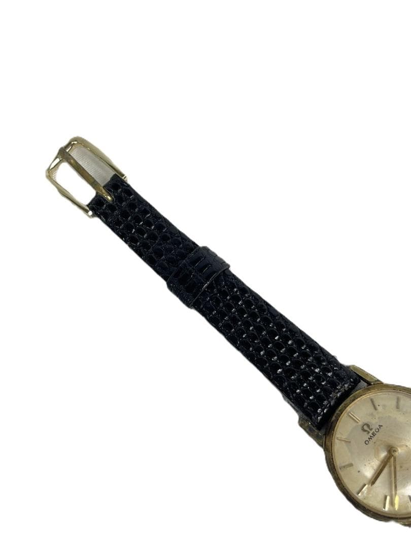 ◆OMEGA ゴ－ルド文字盤 ラウンド 2針 手巻き 腕時計 09253