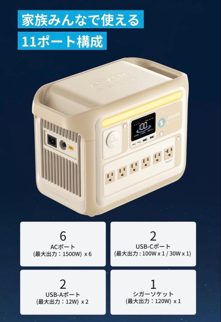 Anker アンカー　Solix C1000 ポータブル電源