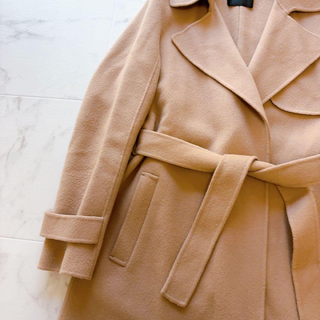 Theory カシミヤ混 ベルテッド ダブルフェイス コート P ベルト付