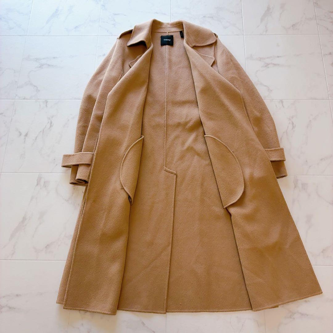 Theory カシミヤ混 ベルテッド ダブルフェイス コート P ベルト付