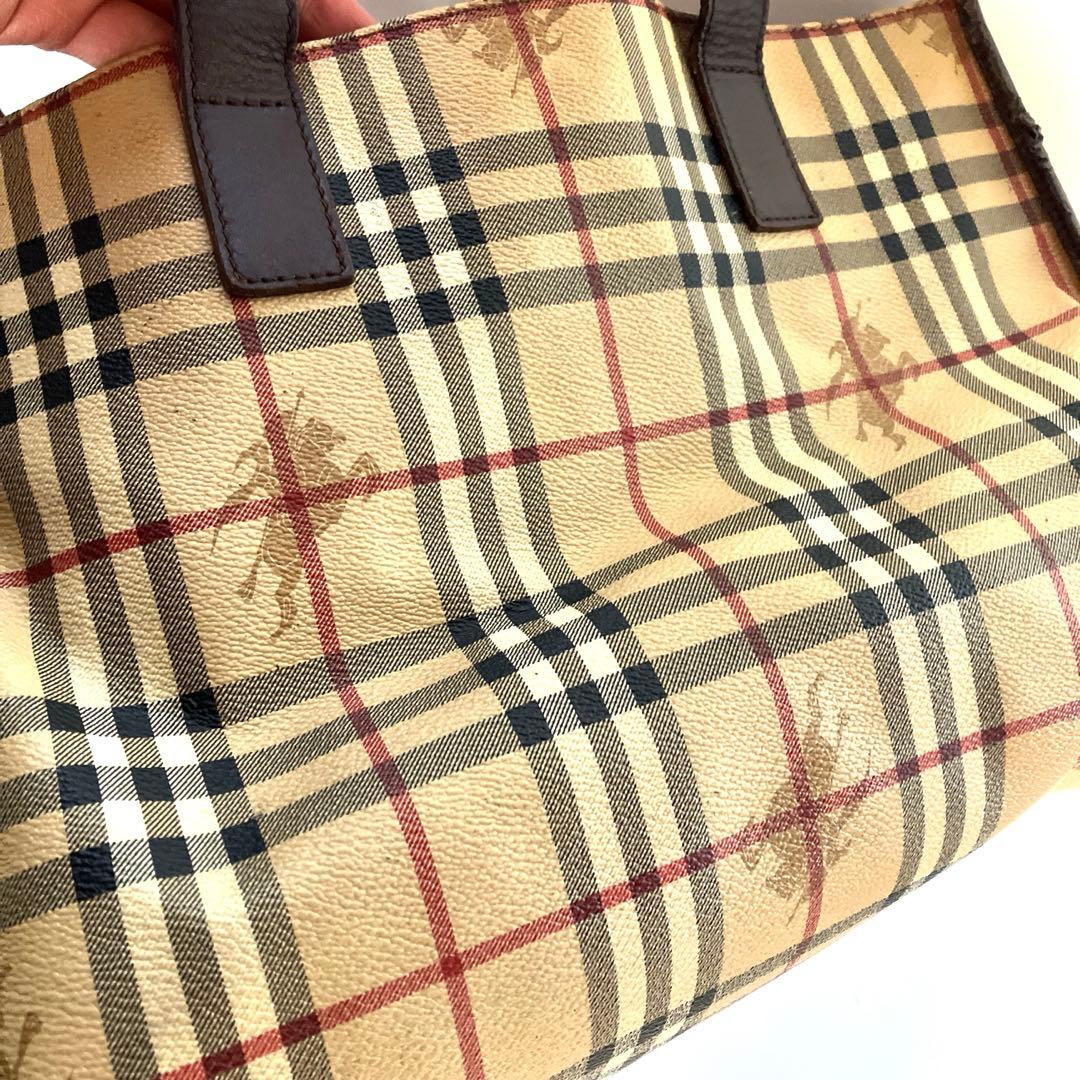 【廃盤品】バーバリー ノバチェック シャドーホース PVC トートバッグ