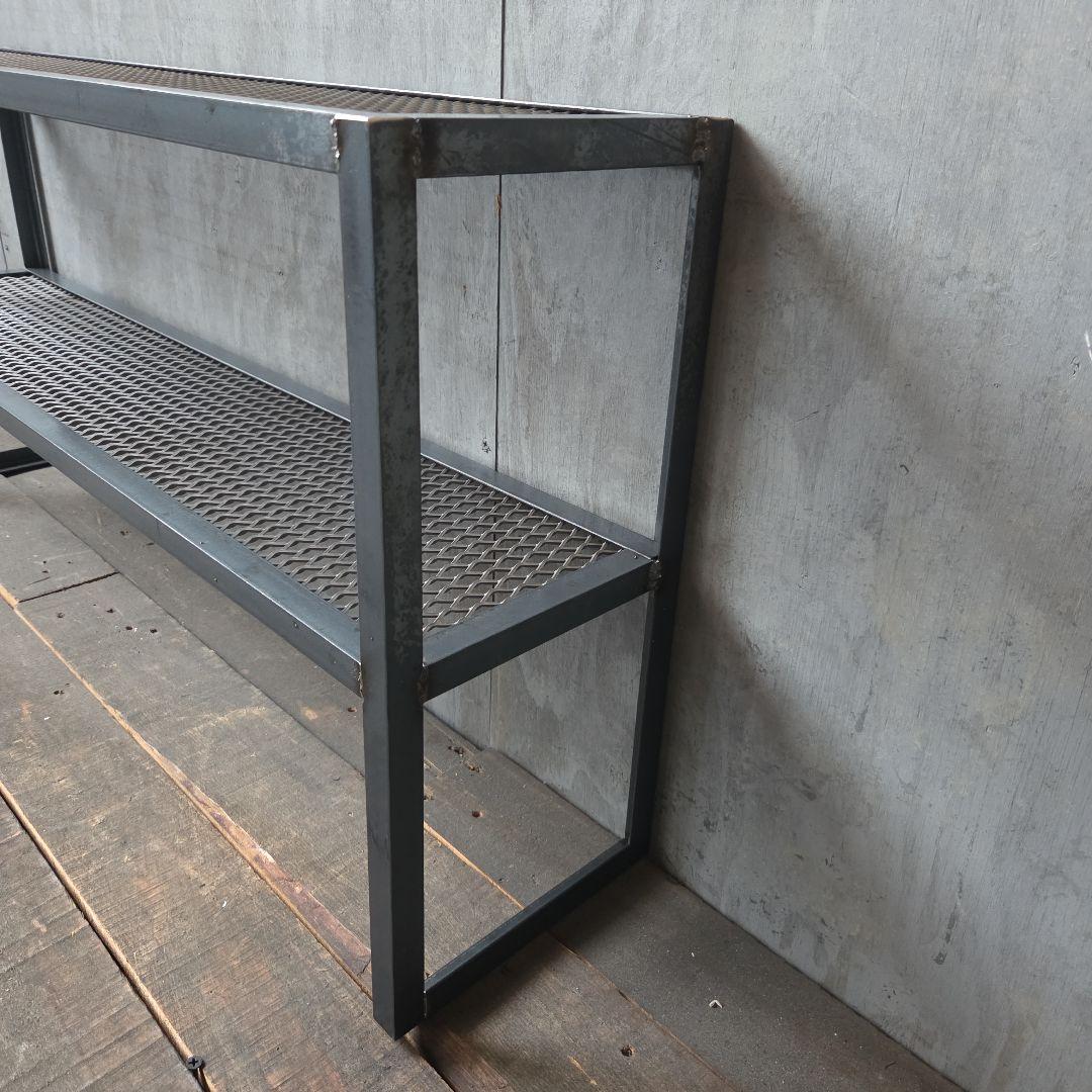 スチールラック メッシュデザイン 2段　シューズラック　エキスパンドメタル