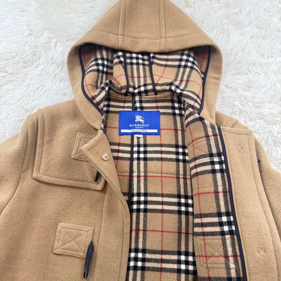 バーバリーブルーレーベル ノバチェック ダッフルコート 裏地ノバチェック 38