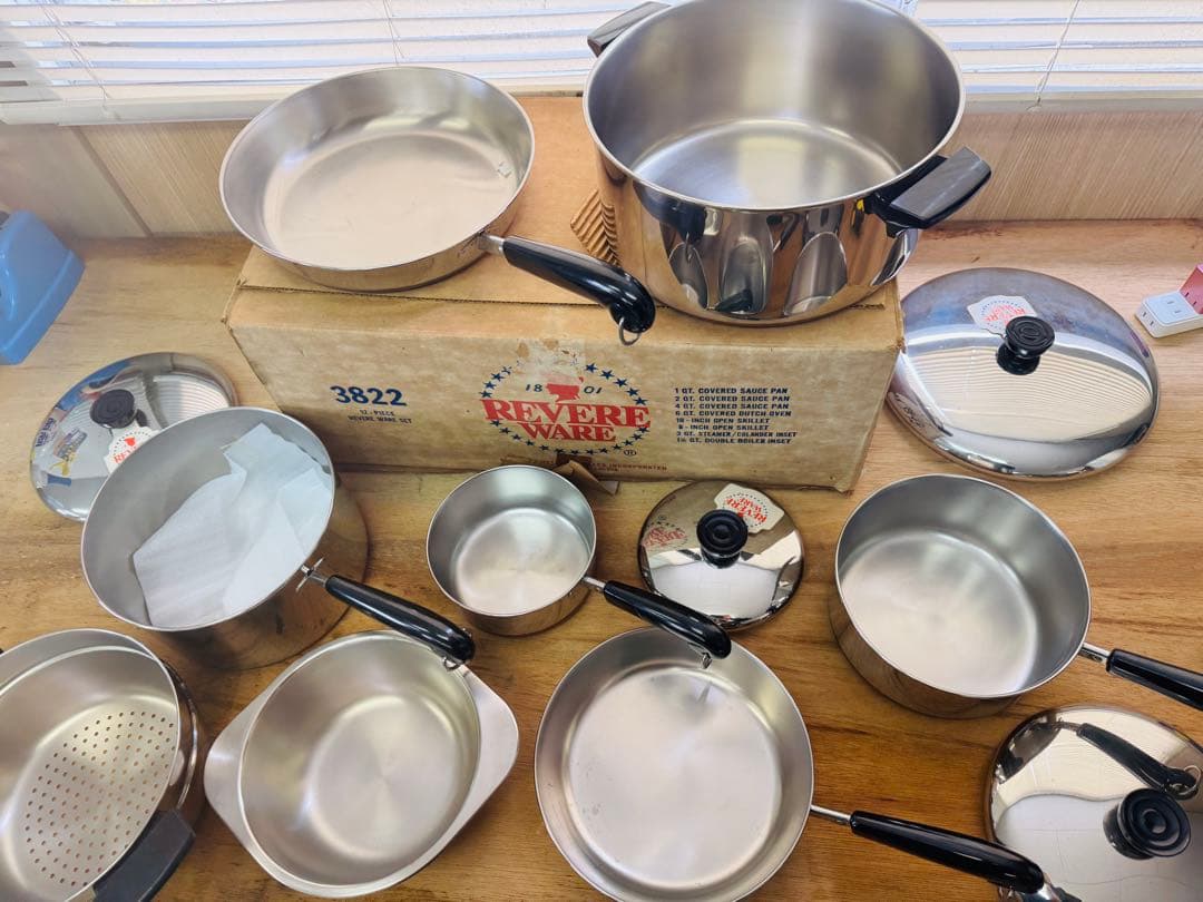 REVERE WEAR 銅底 フライパン 鍋 8点セット USA 炊事 家庭用