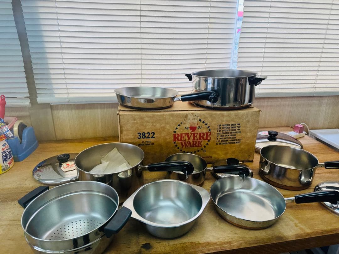 REVERE WEAR 銅底 フライパン 鍋 8点セット USA 炊事 家庭用