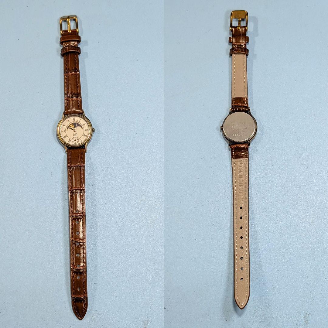 SEIKO ALBA サン&ムーンスレディース電池ベルト交換済み可動品G-11