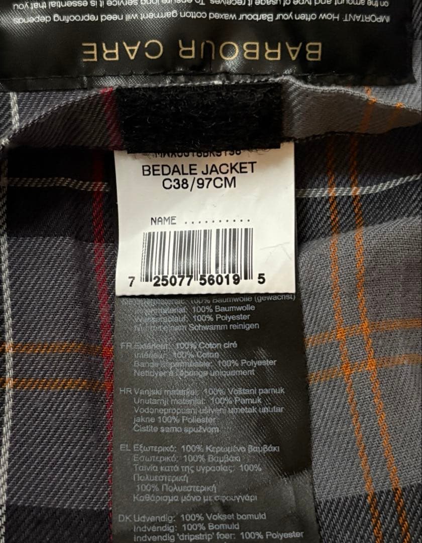 barbour bedale ビデイル 38