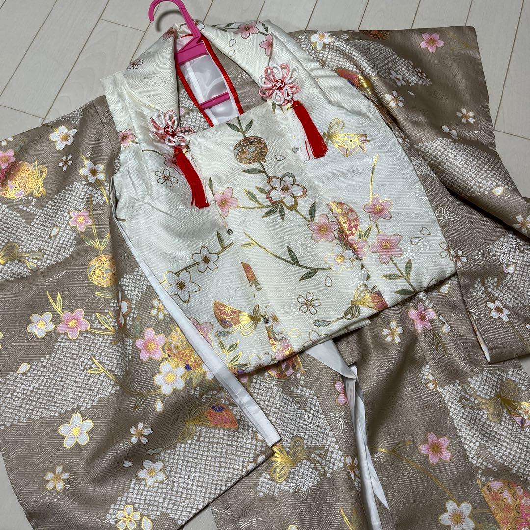 七五三 着物 3歳 女の子 【全て揃った豪華9点フルセット】 人気くすみカラー