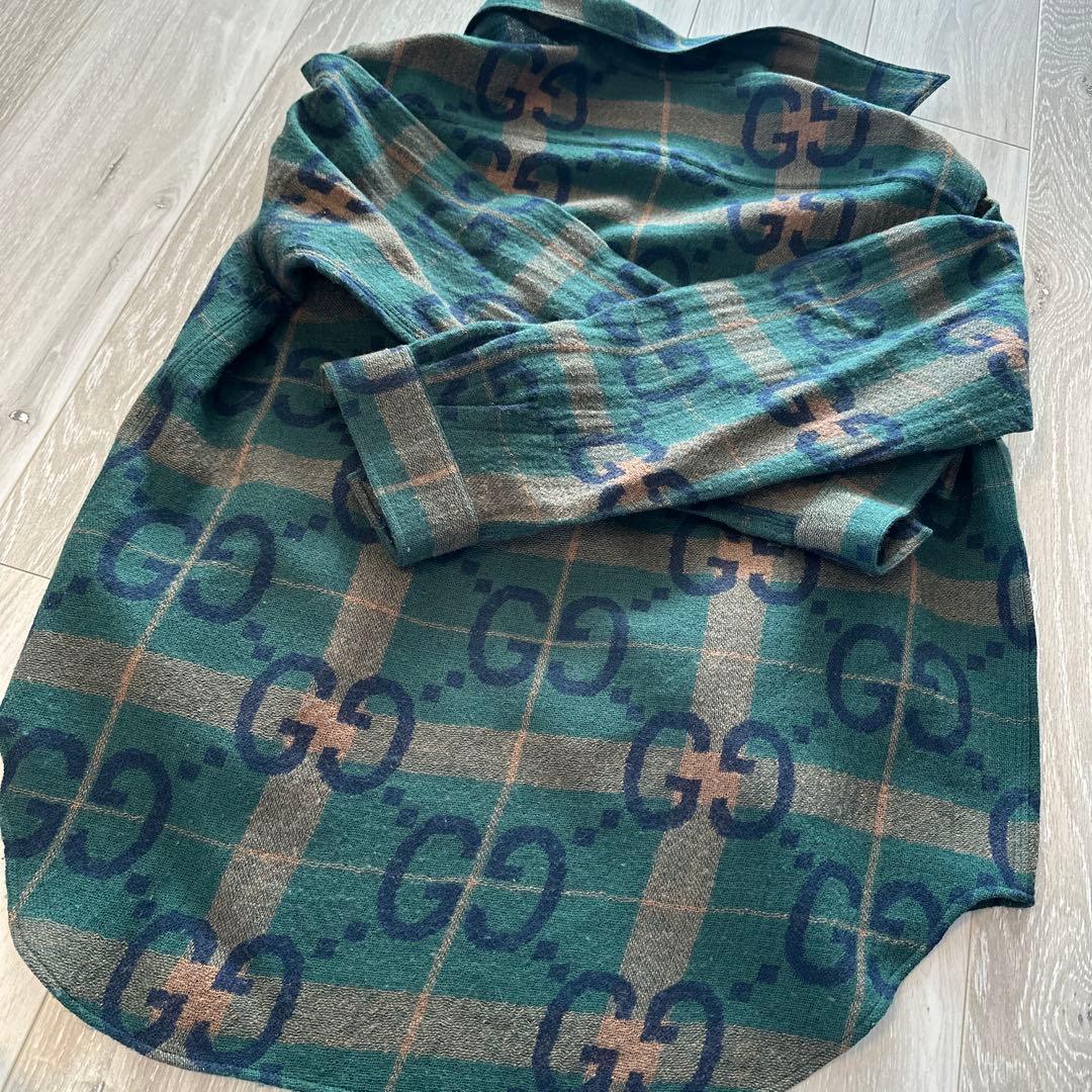 ⚠️専用⚠️GUCCI ビッグロゴ　緑×チェックシャツ