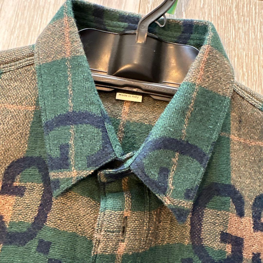 ⚠️専用⚠️GUCCI ビッグロゴ　緑×チェックシャツ