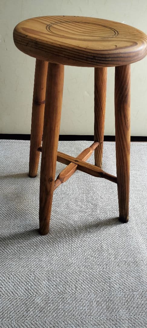 アンティーク　木製円形スツール