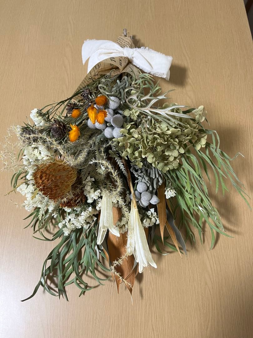 ドライフラワー　花束　ネイティブ系アレンジメント　ラッピング