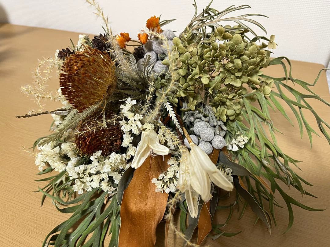 ドライフラワー　花束　ネイティブ系アレンジメント　ラッピング