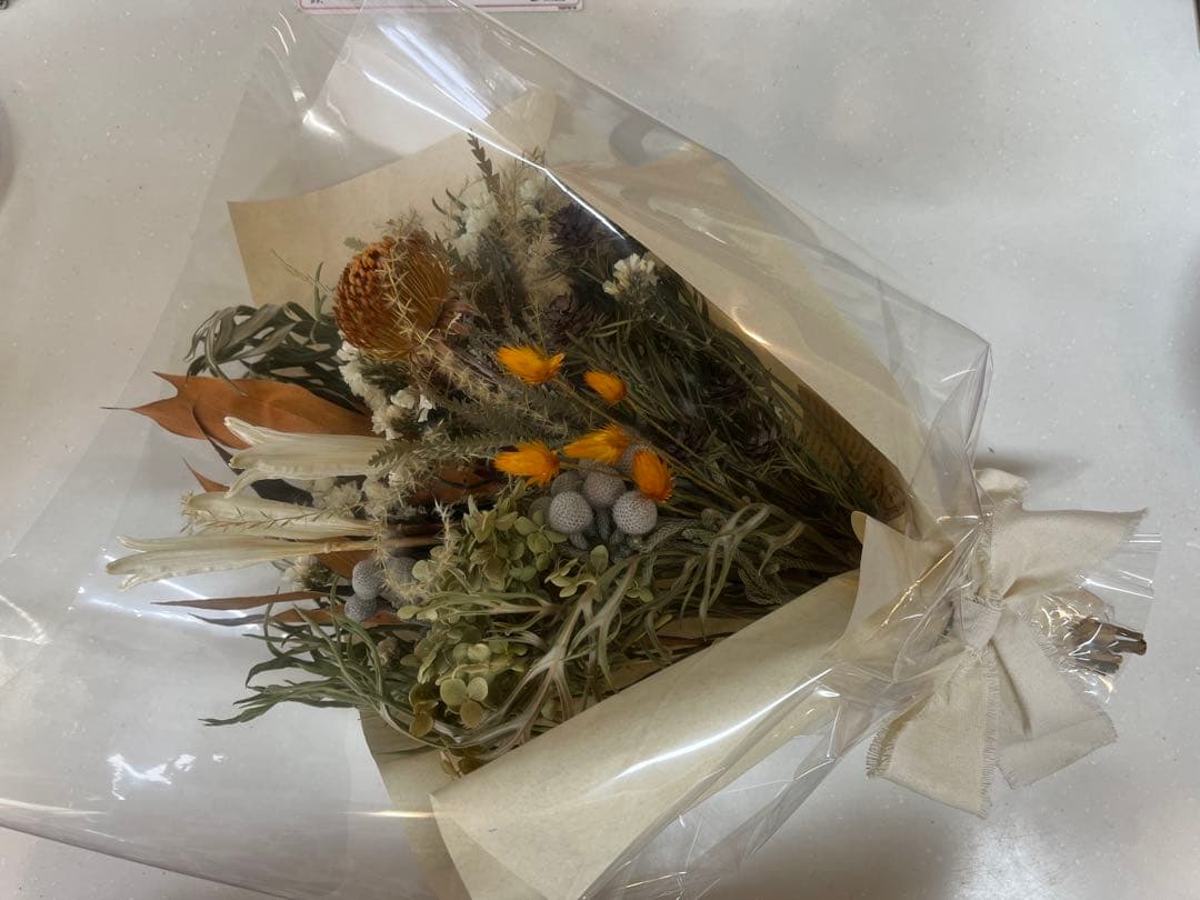 ドライフラワー　花束　ネイティブ系アレンジメント　ラッピング