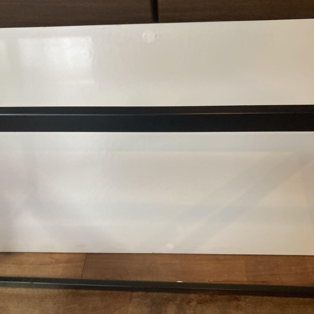 貴重✨️天板強化ガラス 青い木目調 黒い金属製フレーム モダン コーヒーテーブル