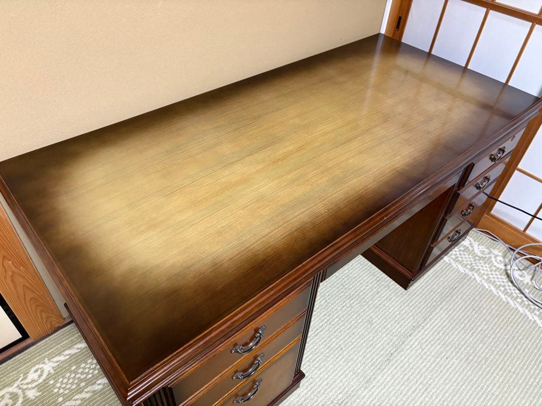 カリモク 木製 書斎机 クラシックスタイル