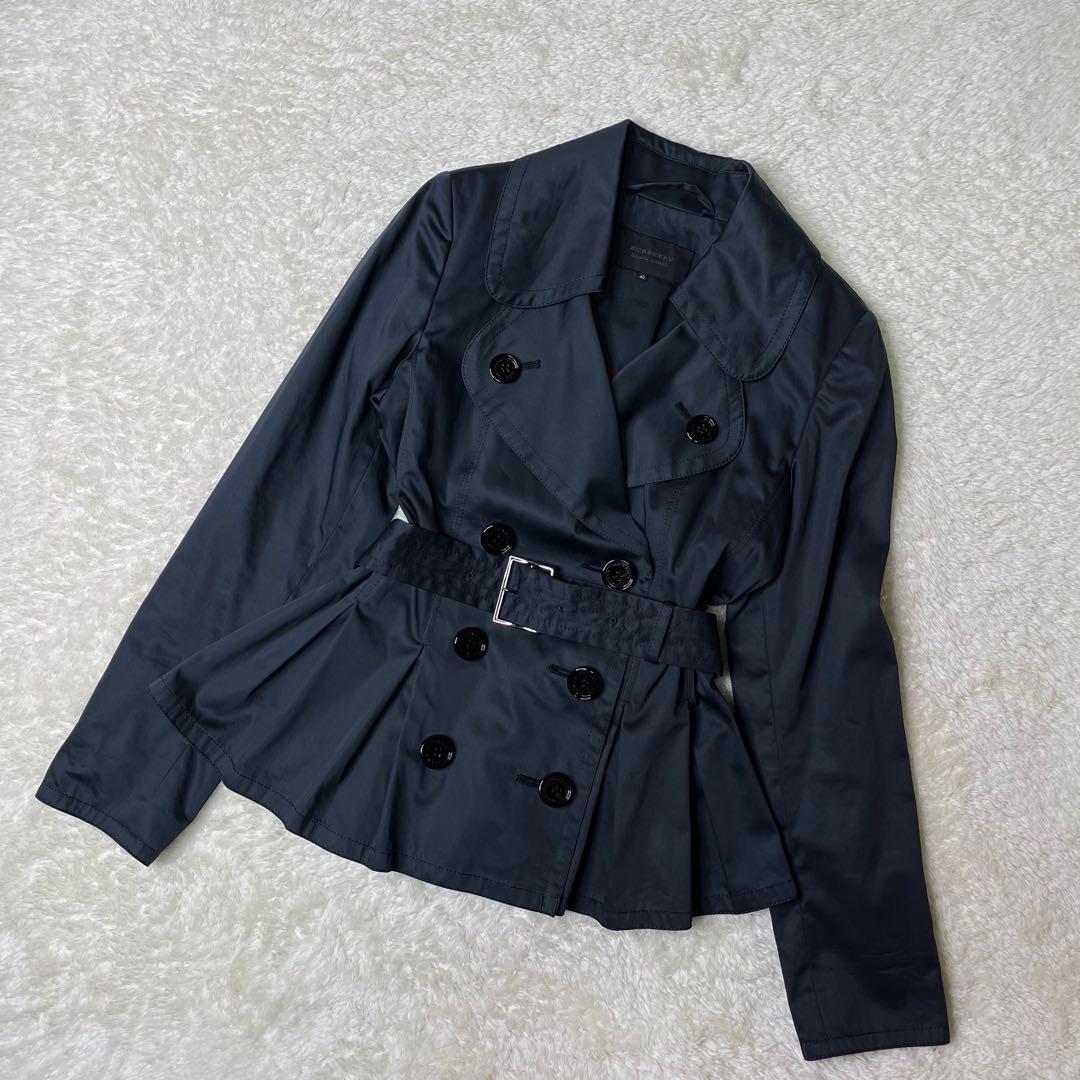 美品希少バーバリーブラックレーベルトレンチコートショートプリーツベルト付き40
