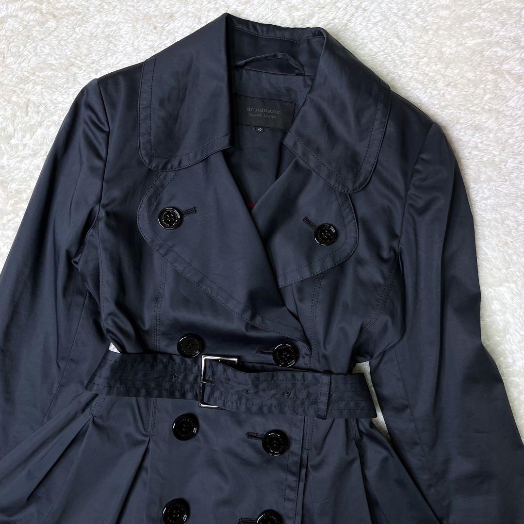 美品希少バーバリーブラックレーベルトレンチコートショートプリーツベルト付き40