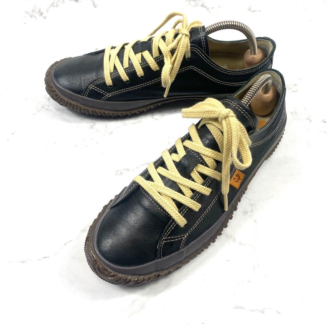 スピングルムーヴ レザースニーカー ブラック 日本製 SS 23.5