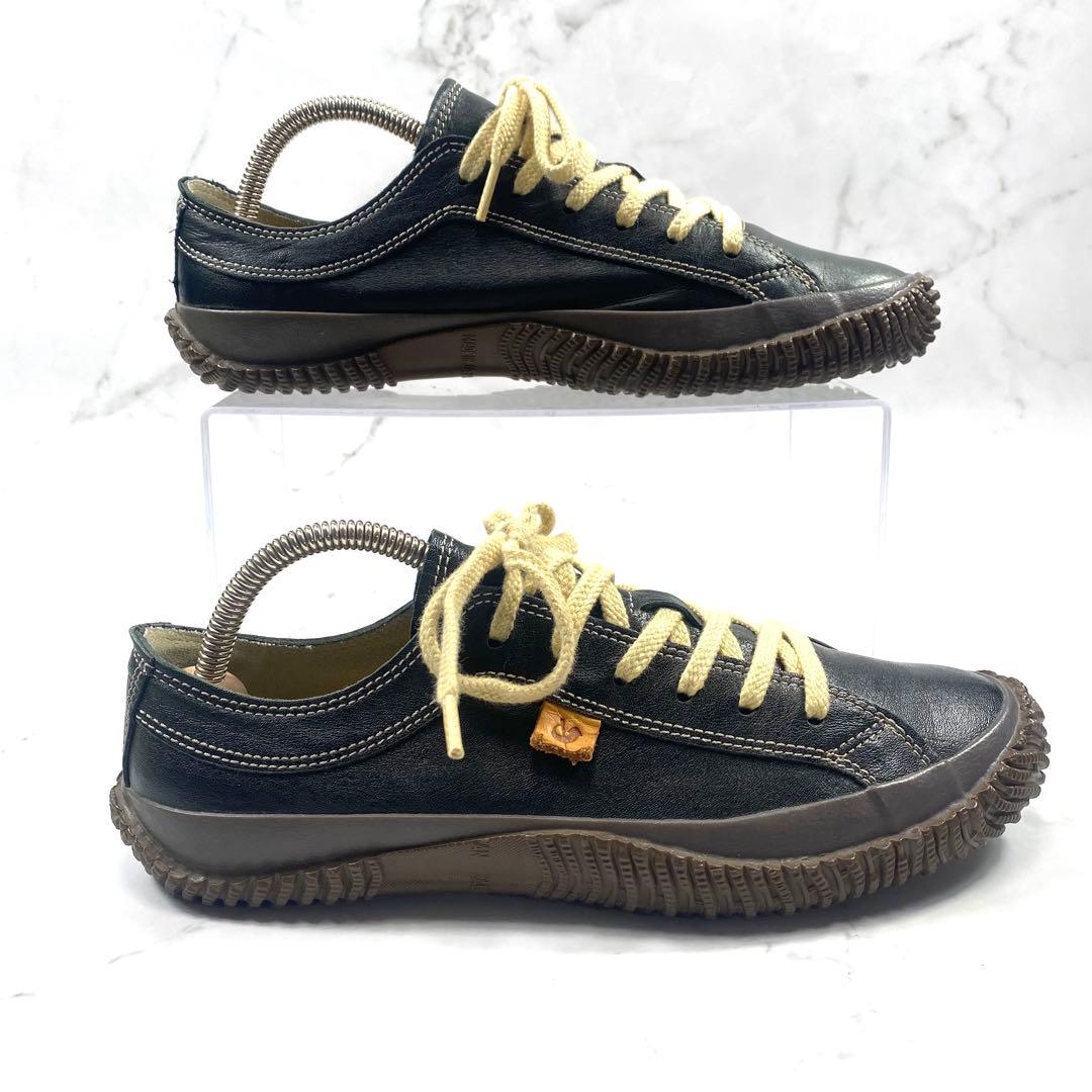 スピングルムーヴ レザースニーカー ブラック 日本製 SS 23.5