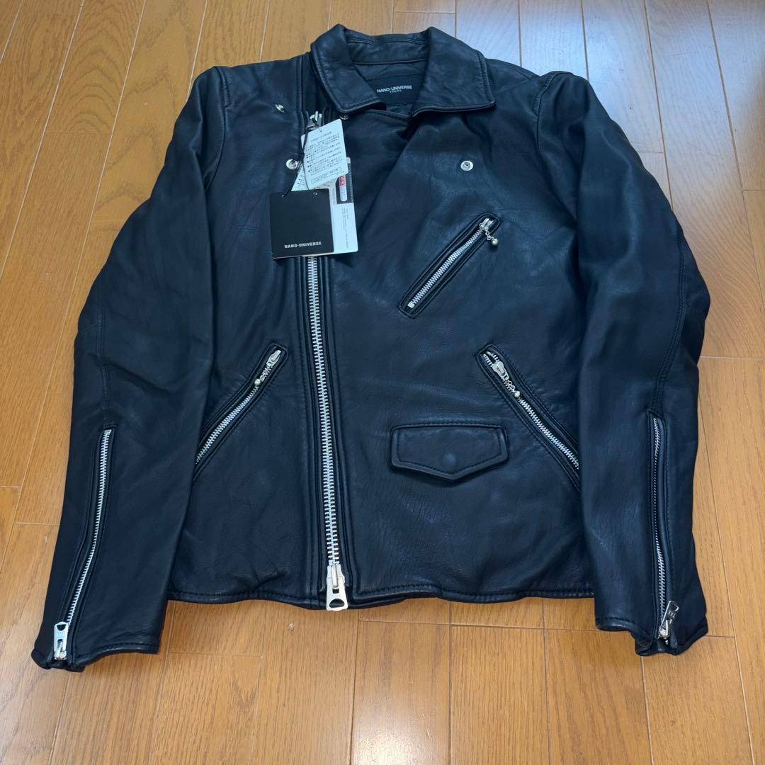 n*o様 新品未使用☆ナノユニバース☆羊革ライダースジャケット黒　S