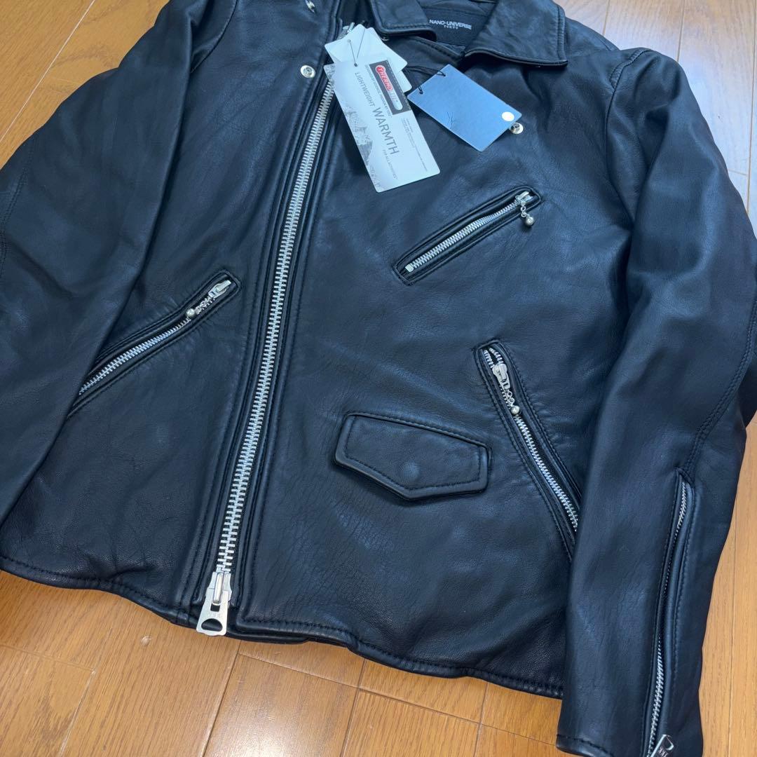 n*o様 新品未使用☆ナノユニバース☆羊革ライダースジャケット黒　S